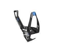 Elite Cannibal XC Bio-Based Bottle Cage, Black Glossy, Blue Graphic - Lightweight and Secure for All Terrains