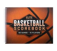 Elite Clipboards Basketball Scorebook - 50 Games Score Book Side by Side Score Keeping Book for Stats | Basketball Stat Tracking Book - High School, Middle School, Little League for Scorekeepers