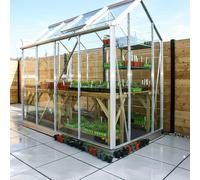 Elite Compact 4x8 Greenhouse Package - Silver Plain Aluminium Finish