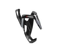 Elite Custom Race Plus Bottle Cage Black Glossy White Graphic - Enhanced Self-Adjusting Bike Bottle Holder with Superior Grip - Lightweight Fibre-Reinforced - For Road Bike, MTB & Gravel Cycling