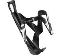 Elite Custom Race X Bottle Cage Black Glossy White Graphic - Ultra Lightweight Side-Entry Bike Bottle Holder 28.5g - Self-Adjusting Fibre-Reinforced - For Road Bike, MTB & Gravel Cycling