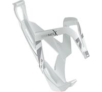 Elite Custom Race X Bottle Cage White Glossy Grey Graphic - Ultra Lightweight Side-Entry Bike Bottle Holder 28.5g - Self-Adjusting Fibre-Reinforced - For Road Bike, MTB & Gravel Cycling