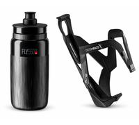 Elite Custom Race X Cage + Elite Fly 550ml Water Bottle Bike Bundle In Black