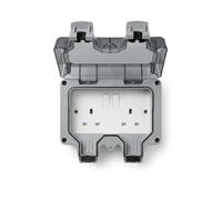 Elite Elegance 2 Gang Outdoor Socket, IP66 Waterproof Outside Double Plug Socket, 13A Weatherproof Switched Socket Box for Garden, Garage & Exterior Use