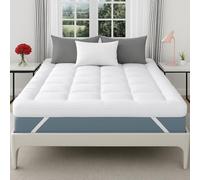 Elite Essentials Premium Hotel Quality Quilted Mattress Topper Kingsize Bed - 10cm Extra Deep (1100GSM) Microfiber Filling, Soft & Breathable Mattress Topper with Easy Fit Straps (150x200cm)