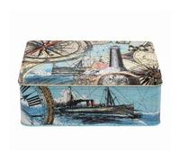 Elite Gift Boxes Adventure - Deep Rectangular Tin Maps Compass Historical Nautical Tin 195 x 154 x 75mm