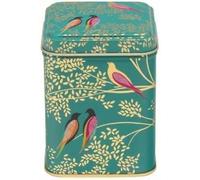 Elite Gift Boxes Birds Square Box - Green Tea caddy - Decorative Storage Metal Tin Box with Tight Lid