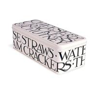 Elite Gift Boxes Emma Bridgewater 'Black Toast' Long Rectangular Steel Tin - Biscuit, Cracker & Cheese Straw Storage Container - Black & Cream - 24 cm x 10cm