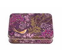 Elite Gift Boxes Sara Miller New Havali Small Rectangular Tin Purple Leaves and Birds 141 x 101 x 32mm