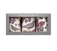 Elite Gift Boxes Thornback & Peel - Blackbird & Bramble Set 3 Round Tea Coffee Sugar Caddies - 106(d) x 150m