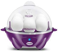 Elite Gourmet EGC700P# Rapid Egg Cooker, 7 Easy-To-Peel, Hard, Medium, Soft Boiled Eggs, Poacher, Omelet Maker, Auto Shut-Off, Alarm, 16-Recipe Booklet, BPA-Free, Eggplant
