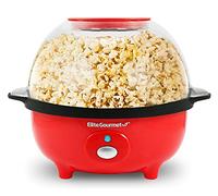 Elite Gourmet EPM330R Automatic Stirring 12-cup Popcorn Maker Popper, Hot Oil Popcorn Machine w/Measuring Cap & Built-in Reversible Serving Bowl, Great for Home Party Kids, Safety ETL Approved, Red
