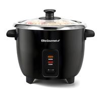 Elite Gourmet ERC006SS 6-Cup Electric Rice Cooker with 304 Surgical Grade Stainless Steel Inner Pot, Makes Soups, Stews, Porridges, Grains and Cereals, 6 cup (3 cups uncooked), Black