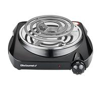 Elite Gourmet ESB301C Countertop Single Coiled Burner, 1100 Watts Electric Hot Plate, Temperature Controls, Power Indicator Lights, Easy to Clean, Black