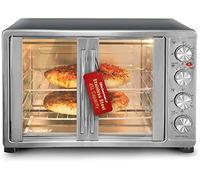 Elite Gourmet ETO4510B Double French Door 4-Control Knobs Countertop Convection Toaster Oven, Bake Broil Toast Rotisserie Keep Warm 14" Pizza Includes 2 Racks