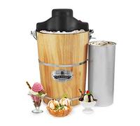 Elite Gourmet Old Fashioned 6 Quart Vintage Wood Bucket Electric Maker Machine Appalachian, Bonus Classic Die-Cast Hand Crank, Uses Rock Salt Churns Ice Cream in Minutes, Black