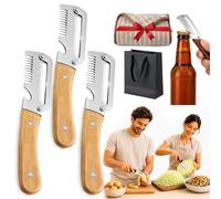Elite Gourmet Peeler, 3-in-1 Elite Peeler Shredder & Julienne Peeler & Bottle Opener, Multifunctional Vegetable Peeler, Stainless Steel Peeler Knife Kitchen Tool for Fruits & Vegetables (3, Khaki)