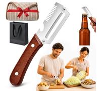 Elite Gourmet Peeler, 3-in-1 Elite Peeler Shredder & Julienne Peeler & Bottle Opener, Multifunctional Vegetable Peeler, Stainless Steel Peeler Knife Kitchen Tool for Fruits & Vegetables (1, Brown)