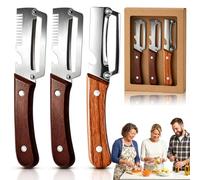 Elite Gourmet Peeler, Vegetable Peeler & Bottle Opener & Julienne Peeler with Ergonomic Non-Slip Wooden Handle, Not for Sale to Persons Under the Age of 18 (3 Pcs B)