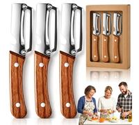 Elite Gourmet Peeler, Vegetable Peeler & Bottle Opener & Julienne Peeler with Ergonomic Non-Slip Wooden Handle, Not for Sale to Persons Under the Age of 18 (3 Pcs C)
