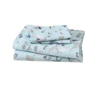 Elite Home 90 GSM Microfiber Coastal Beach-Themed Printed Sheets & Pillowcase Sets, King, Oceanside Sand