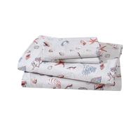 Elite Home 90 GSM Microfiber Coastal Beach-Themed Printed Sheets & Pillowcase Sets, Queen, Oceanside Sand