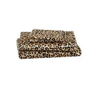 Elite Home Products 100% Luxury Satin Polyester Solid Sheet Set, Full, Leopard