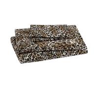 Elite Home Products Microfiber 90 GSM Whimsical Printed Deep-Pocketed Sheet Set, Zara Leopard, King