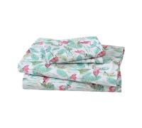 Elite Home Set of Soft Brushed Microfiber Coastal Printed Bed Sheets for Master or Guest Bedrooms, 90 GSM, King, Flamingo Paradise Pink