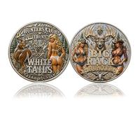 Elite Hunters Club “White Tails” Coin,“I Hunt White Tails Year Round & Big Rack Hunter” Double-Sided Funny Hunting Commemorative Token, Camp Gift for Outdoorsmen & Dads，1pcs