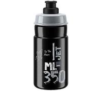 ELITE Jet Eco Water Bottle Black Grey Logo - Sustainable Cycling Bottle with Eco-Design Technology - Lightweight & BPA-Free - 350ml - For Road Bike, MTB & Gravel Cycling
