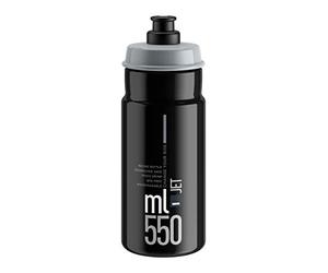 ELITE Jet Eco Water Bottle Black Grey Logo - Sustainable Cycling Bottle with Eco-Design Technology - Lightweight & BPA-Free - 550ml - For Road Bike, MTB & Gravel Cycling