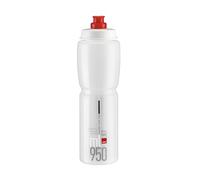 ELITE Jet Eco Water Bottle Clear Red Logo - Sustainable Cycling Bottle with Eco-Design Technology - Lightweight & BPA-Free - 950ml - For Road Bike, MTB & Gravel Cycling