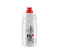 ELITE Jet Eco Water Bottle Clear Red Logo - Sustainable Cycling Bottle with Eco-Design Technology - Lightweight & BPA-Free - 350ml - For Road Bike, MTB & Gravel Cycling