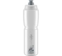ELITE Jet Green Eco Water Bottle Clear Grey Logo - Sustainable Cycling Bottle Made from Sugarcane Bioplastic - Lightweight & BPA-Free - 950ml - For Road Bike, MTB & Gravel Cycling