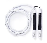 Elite Jumps - Heavy Beaded Jump Rope - 6.5oz Weighted Jump Rope for Women - Durable & Heavy Resistance - 10ft Long Adjustable Rope - Tangle-Free - Shatterproof 2” Beads - Long 8” Handles - White