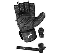 Elite Leather Gym Gloves with Built in 2" Wide Wrist Wraps Best Grip & Design for Weightlifting Power Lifting Bodybuilding & Strength Training Workout Exercises (Black, 3X-Large)