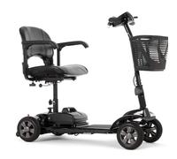 Elite Lightweight Folding Mobility Scooter - Portable Travel Scooter with Lithium Battery, Soft Tyres, Padded Seat, Basket & Dual Controls - Up to 7.5 Miles Range (Black)