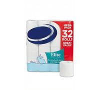 Elite Luxury Toilet Tissue Mega Pack - 32 Rolls of 3-Ply Quilted Paper Enriched with Soothing Lotion and Fresh Talc Scent, FSC Certified Sustainable Virgin Pulp, Bulk Value for Home Comfort