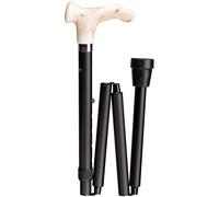 Elite Marbled Comfort Grip Black Folding Walking Stick - Right