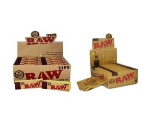 Elite Original Raw Tips x10 Booklets + Raw Classic King Size Slim Rolling Paper x10 Packs
