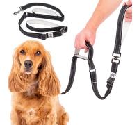 Elite Paws® UK: Double Handle Dog Lead - Strong Pull Training Leash with Padded Handles. Adjustable, Metal Accessories, Anti-Twist, Reflective, For Small, Medium & Large Pets Up To 30kg (Black)