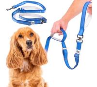 Elite Paws® UK: Double Handle Dog Lead - Strong Pull Training Leash with Padded Handles. Adjustable, Metal Accessories, Anti-Twist, Reflective, For Small, Medium & Large Pets Up To 30kg (Blue)