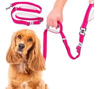 Elite Paws® UK: Double Handle Dog Lead - Strong Pull Training Leash with Padded Handles. Adjustable, Metal Accessories, Anti-Twist, Reflective, For Small, Medium & Large Pets Up To 30kg (Pink)