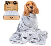 Elite Paws® UK: Luxury Dog Blanket - Plush, XL 130x100cm, Super Soft/Thick Fleece, Protects Sofas & Beds, Stylish, Durable & Washable, From Puppy to Adult Pet, For Home & Travel - 1 Pack (Grey)