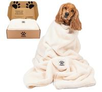Elite Paws® UK Luxury Large Dog Blanket - Beautifully Soft Cream Plush Fleece, 130x100 cm, Thick & Machine Washable, Perfect for Gifting and Everyday Indulgence