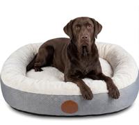 Elite Paws® UK Luxury Orthopaedic Dog Bed, Washable Cover (Cream, L) | Dual-Layer Foam Base, Plush Cushion Top, Bolstered Sides for Neck & Joint Support, Zip-Off Machine Washable Fleece Cover