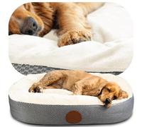 Elite Paws® UK: Orthopedic - Style, Washable Dog Bed with Dual-Layer Cushion & Foam, Plus Bolstered Sides for Head, Neck & Joint Support. Plush Fleece Cover With Waterproof Layer (Cream/Grey, L)