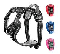 Elite Paws® UK Padded Dog Harness, Metal Buckle, Reflective (Black, XL)