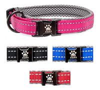 Elite Paws® UK: Premium Metal Buckle Dog Collar, Strong, Safe, Padded, Comfortable, Reflective, Adjustable, Secure Fit with Metal Lead Attachment, Puppy Walking/Training Product (40cm-45cm, Pink/Grey)